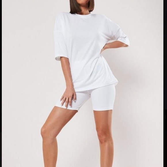Missguided Pants - Misguided White High Waisted Biker Shorts